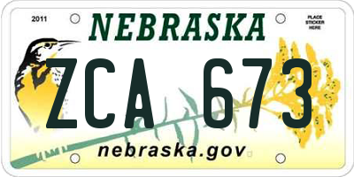 NE license plate ZCA673