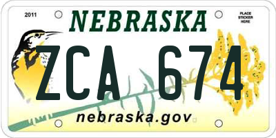 NE license plate ZCA674