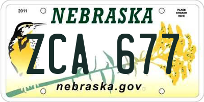 NE license plate ZCA677