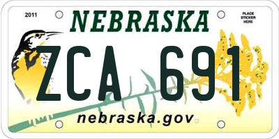NE license plate ZCA691