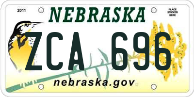 NE license plate ZCA696