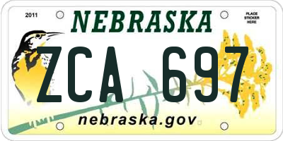 NE license plate ZCA697