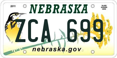 NE license plate ZCA699