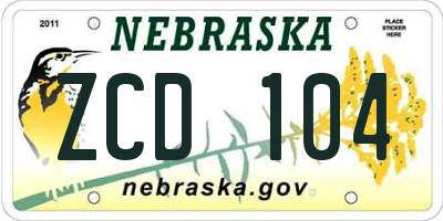 NE license plate ZCD104