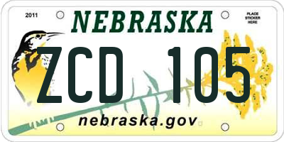 NE license plate ZCD105