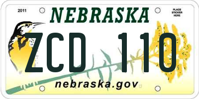 NE license plate ZCD110