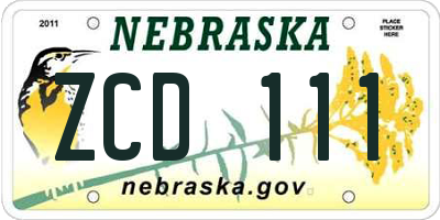 NE license plate ZCD111