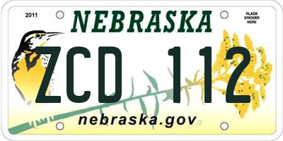 NE license plate ZCD112