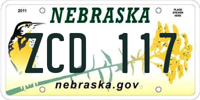 NE license plate ZCD117