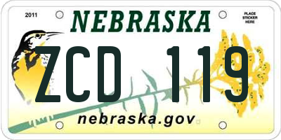 NE license plate ZCD119