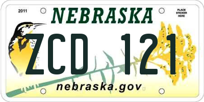 NE license plate ZCD121