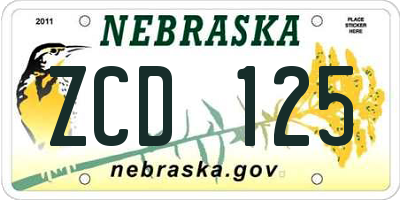 NE license plate ZCD125