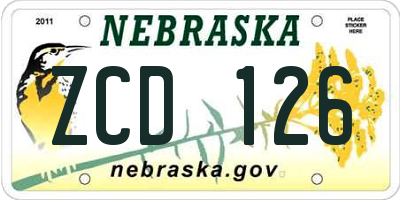NE license plate ZCD126