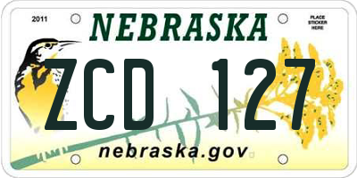 NE license plate ZCD127