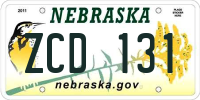 NE license plate ZCD131