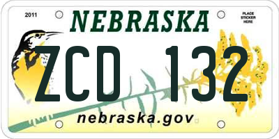 NE license plate ZCD132