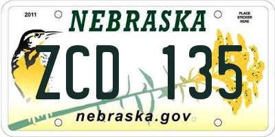 NE license plate ZCD135