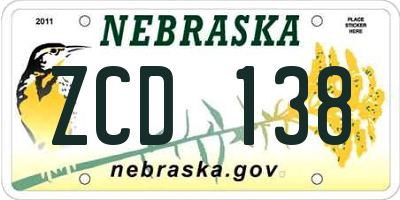 NE license plate ZCD138