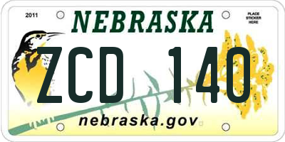 NE license plate ZCD140
