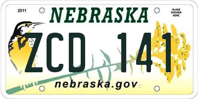 NE license plate ZCD141