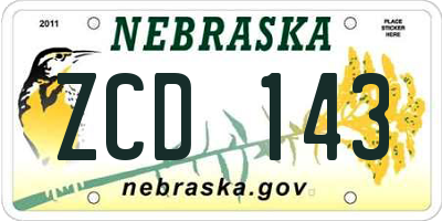 NE license plate ZCD143