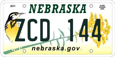 NE license plate ZCD144
