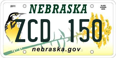 NE license plate ZCD150