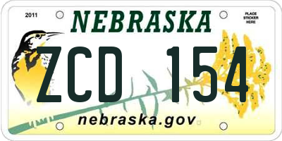 NE license plate ZCD154