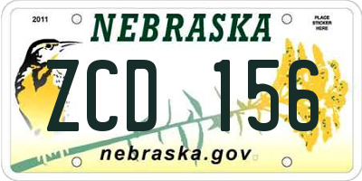 NE license plate ZCD156