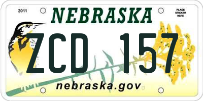 NE license plate ZCD157