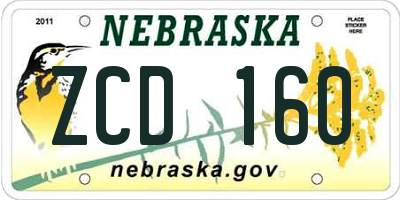 NE license plate ZCD160