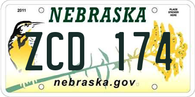 NE license plate ZCD174