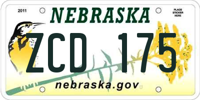 NE license plate ZCD175
