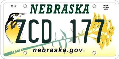 NE license plate ZCD177