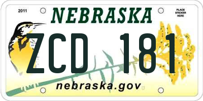 NE license plate ZCD181