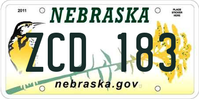 NE license plate ZCD183