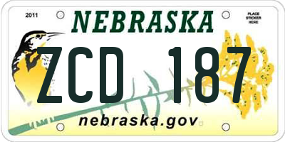 NE license plate ZCD187