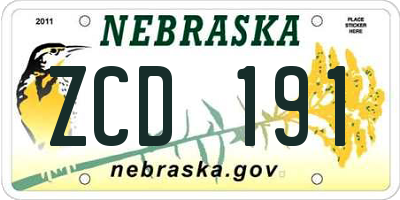 NE license plate ZCD191