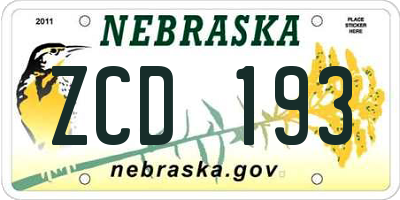 NE license plate ZCD193