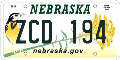 NE license plate ZCD194