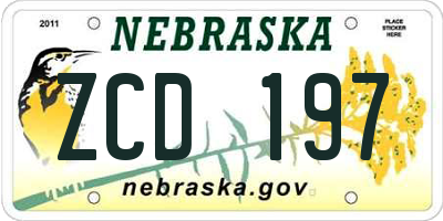NE license plate ZCD197
