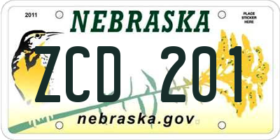 NE license plate ZCD201