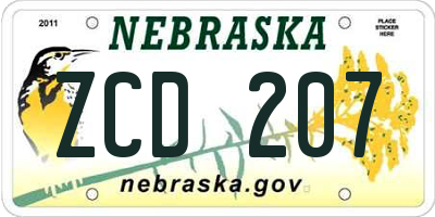 NE license plate ZCD207