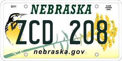 NE license plate ZCD208