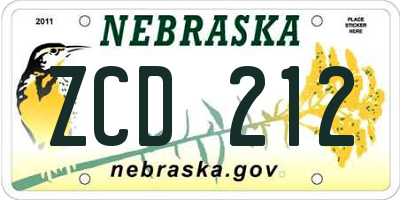 NE license plate ZCD212