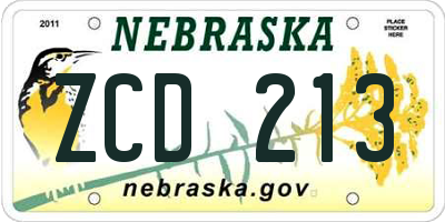 NE license plate ZCD213