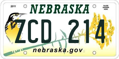 NE license plate ZCD214