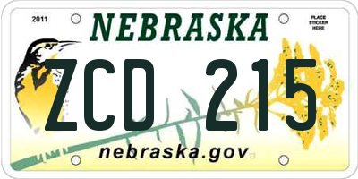 NE license plate ZCD215