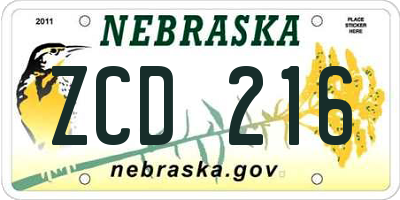 NE license plate ZCD216