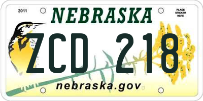 NE license plate ZCD218